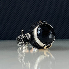 Classic Black Onyx Gemstone 925 Sterling Silver Handmade Ring