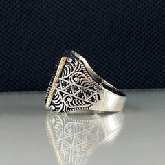 Seal Of Solomon 925 Solid Silver Star Of David Ring