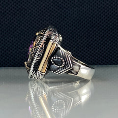 Mystic Topaz Men Handmade Turkish 925 Sterling Silver Ring