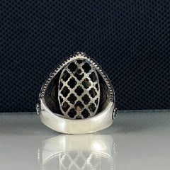 Emerald 925 Sterling Silver Men Handmade Green Ring