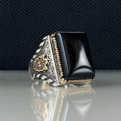 Black Onyx Gemstone 925 Sterling Silver Men Handmade Ring