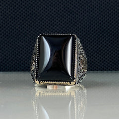 Black Onyx Gemstone 925 Sterling Silver Men Handmade Ring