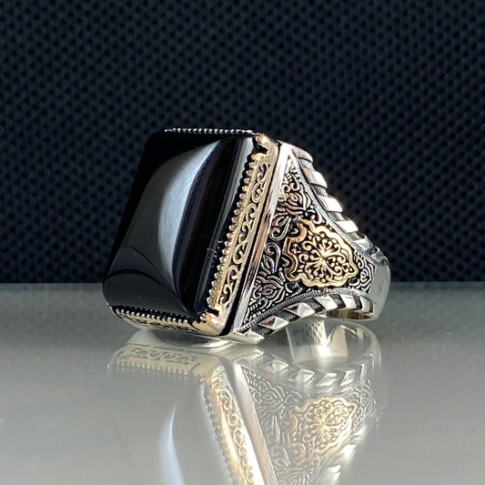 Black Onyx Gemstone 925 Sterling Silver Men Handmade Ring