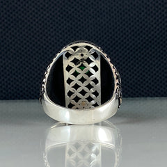 Green Ax Emerald Stone 925 Sterling Silver Ring