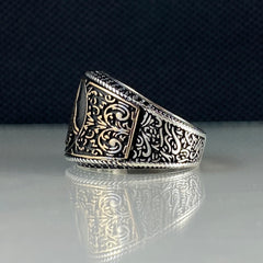 Ottoman Sign Turkish Handmade 925 Sterling Silver Handmade Vintage Ring