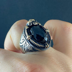 Onyx Gemstone 925 Sterling Silver Men Handmade Black Color Large Ring