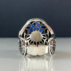 Sapphire Stone 925 Sterling Silver Men Handmade Ring