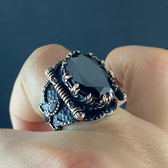 Daily Men Handmade Turkish Black Onyx Stone 925 Sterling Silver Ring