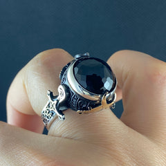 Classic Black Onyx Gemstone 925 Sterling Silver Handmade Ring