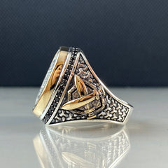 Oval Seal Of Solomon 925 Sterling Silver Men Vintage Ring