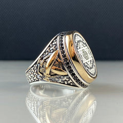 Oval Seal Of Solomon 925 Sterling Silver Men Vintage Ring