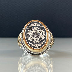 Oval Seal Of Solomon 925 Sterling Silver Men Vintage Ring