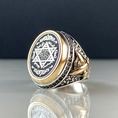 Oval Seal Of Solomon 925 Sterling Silver Men Vintage Ring