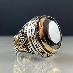 Onyx Black Gemstone 925 Sterling Silver Men Handmade Ring