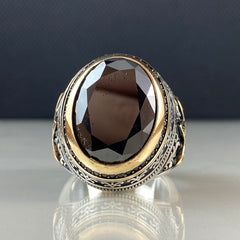 Onyx Black Gemstone 925 Sterling Silver Men Handmade Ring