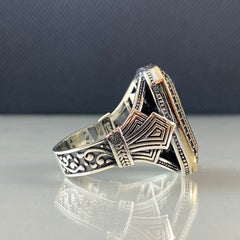 Hic In Arabic Thuluth Calligraphy 925 Solid Silver Men Ring