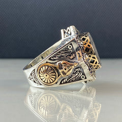 Large Seal Of Solomon 925 Sterling Silver Men Handmade Ring