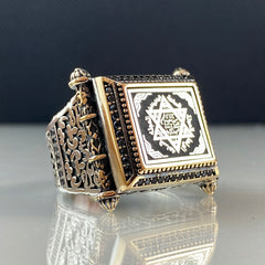 Large Seal Of Solomon 925 Silver Men Ring