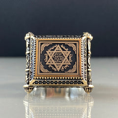 Large Seal Of Solomon 925 Silver Men Ring