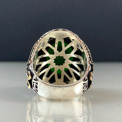 Seal Of Prophet Muhammad Green Islamic 925 Silver Ring