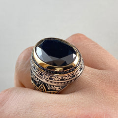 Onyx Black Gemstone 925 Sterling Silver Men Handmade Ring