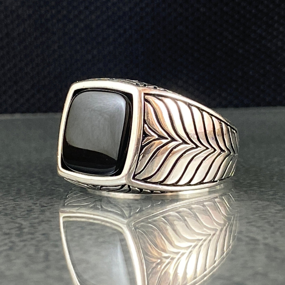 Black Onyx Gemstone 925 Solid Silver Men Ring