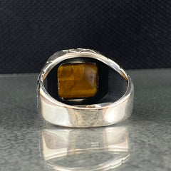 Brown Tiger Eye Gemstone 925 Sterling Silver Handmade Men Ring