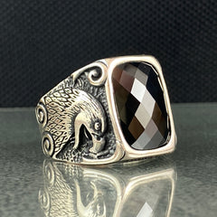 Eagle Animal Black Onyx Stone 925  Sterling Silver Handmade Ring