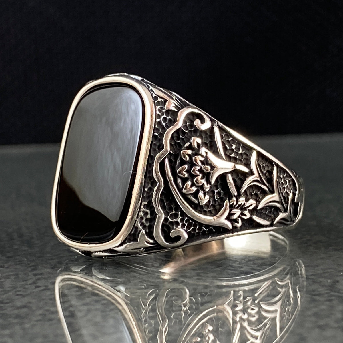 Black Onyx Stone 925 Sterling Silver Men Ring