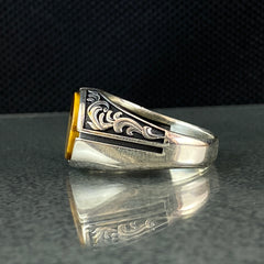 Oval Tiger Eye 925 Sterling Silver Handmade Men Ring