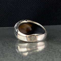 Oval Tiger Eye 925 Sterling Silver Handmade Men Ring