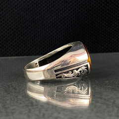 Oval Tiger Eye 925 Sterling Silver Handmade Men Ring