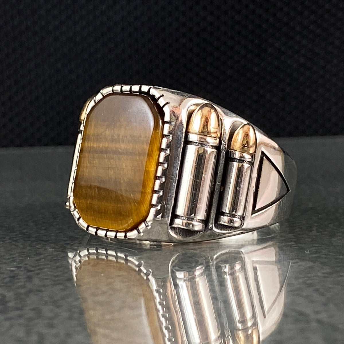 Brown Tiger Eye Gemstone 925 Sterling Silver Men Ring