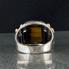 Brown Tiger Eye Gemstone 925 Sterling Silver Men Ring