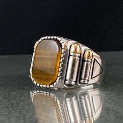 Brown Tiger Eye Gemstone 925 Sterling Silver Men Ring