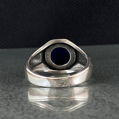 Minimalist Sapphire Stone 925 Sterling Sliver Men Ring