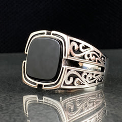 Black Onyx Gemstone 925 Sterling Silver Handmade Men Ring