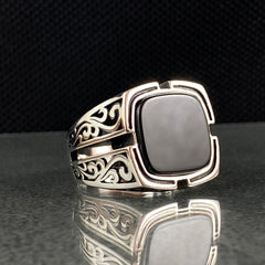 Black Onyx Gemstone 925 Sterling Silver Handmade Men Ring