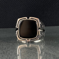 Black Onyx Gemstone 925 Sterling Silver Handmade Men Ring