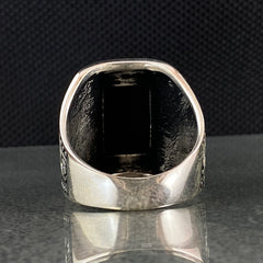 Large Black Onyx Stone 925 Solid Silver Men Ring