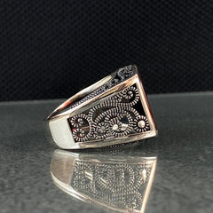 Red Agate Gemstone 925 Sterling Silver Men Ring