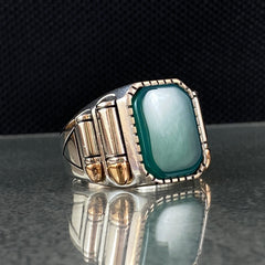 Green Agate Gemstone 925 Sterling Silver Handmade Ring