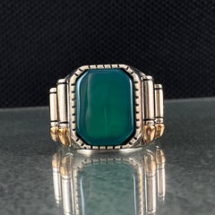 Green Agate Gemstone 925 Sterling Silver Handmade Ring