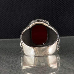 Red Agate Stone 925 Sterling Silver Handmade Men Ring