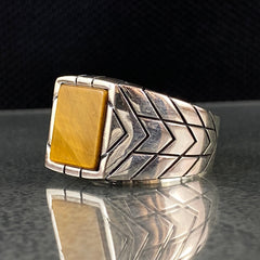 Brown Tiger Eye Stone 925 Sterling Silver Handmade Ring