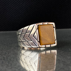 Brown Tiger Eye Stone 925 Sterling Silver Handmade Ring