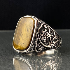 Brown Tiger Eye Stone 925 Sterling Silver Handmade Ring