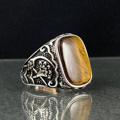 Brown Tiger Eye Stone 925 Sterling Silver Handmade Ring