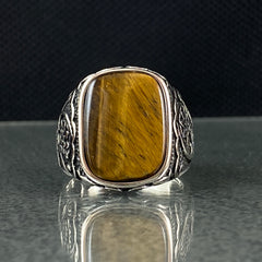 Brown Tiger Eye Stone 925 Sterling Silver Handmade Ring