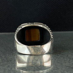 Brown Tiger Eye Gemstone 925 Sterling Silver Men Ring